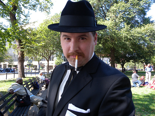 Before the event, in costume.